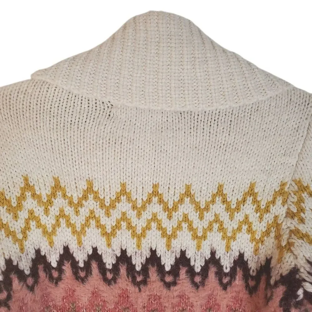 LOFT‎ Zig Zag Cowl Turtle Neck Knit Wool Blend Pullover Sweater Multicolor XS